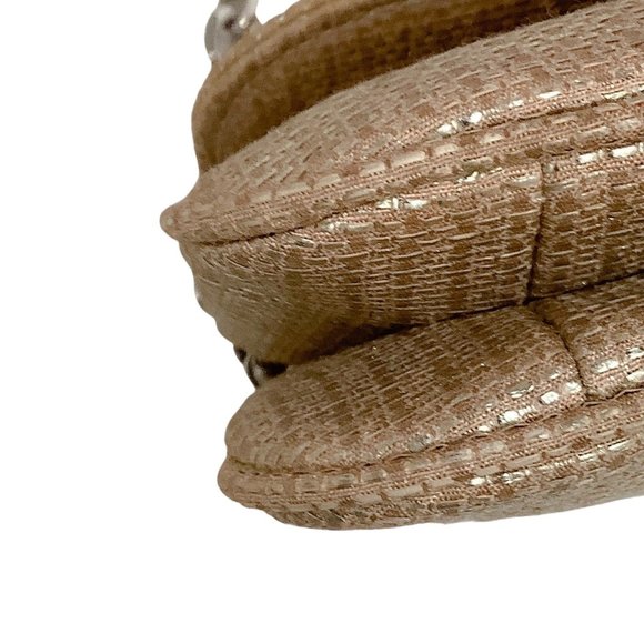 Judith Leiber Gold Tweed Raffia Bag with Mother of Pearl Clasp - Picture 5 of 7